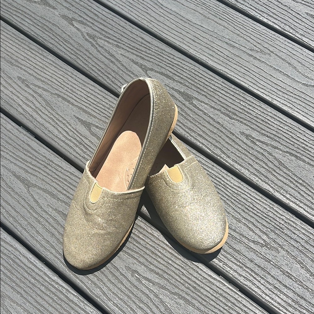 Gold Glitterly Slip On Shoes